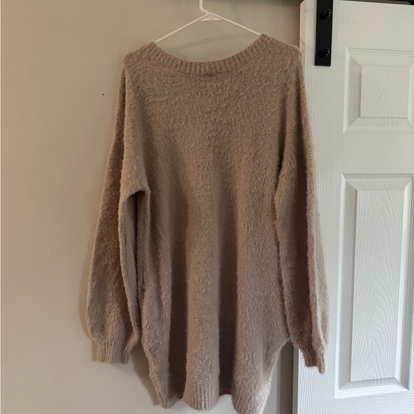 Meenew Women's Furry Pullover Sweater Dress Loose Oversized Long Knitted Top - Picture 7 of 7